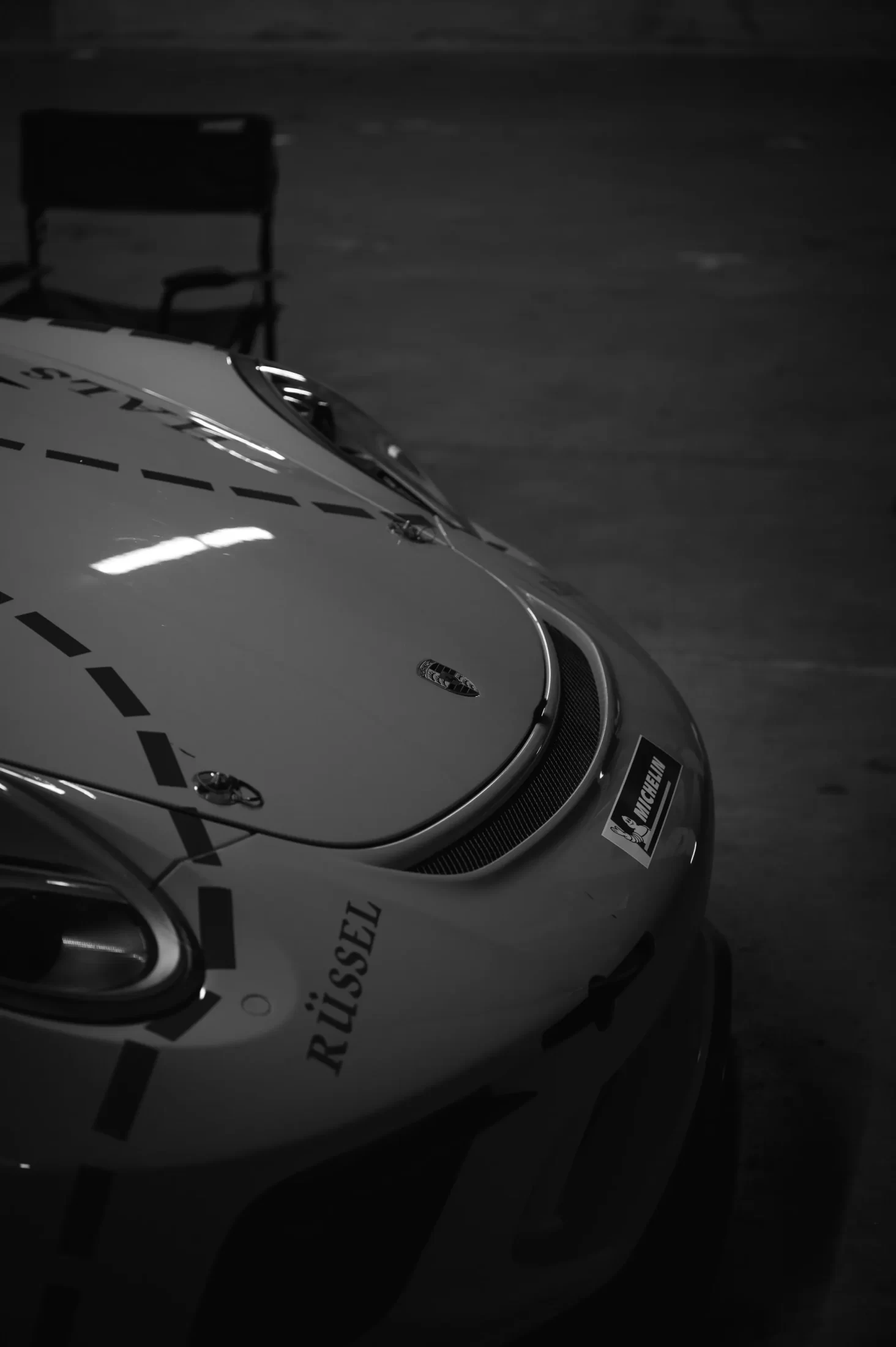 Porsche in pit box